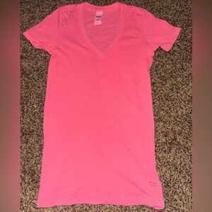PINK Victoria's Secret Bright Pink V-Neck Tee